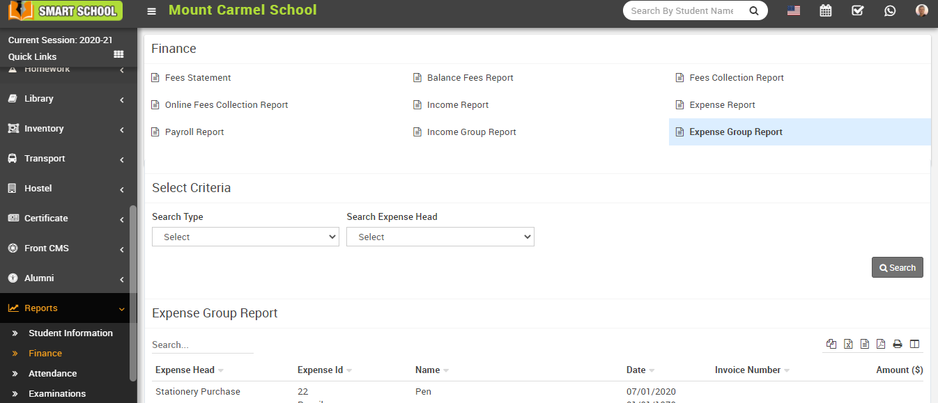 Expense group report image