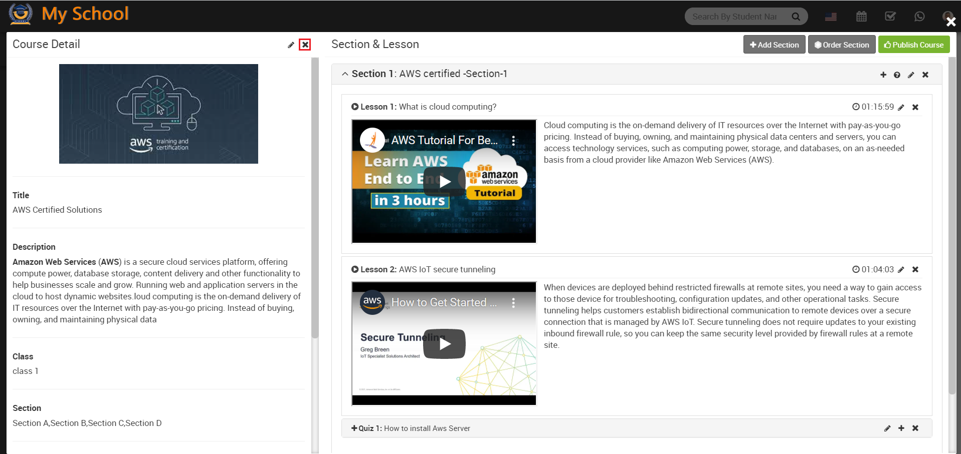 online course delete course image