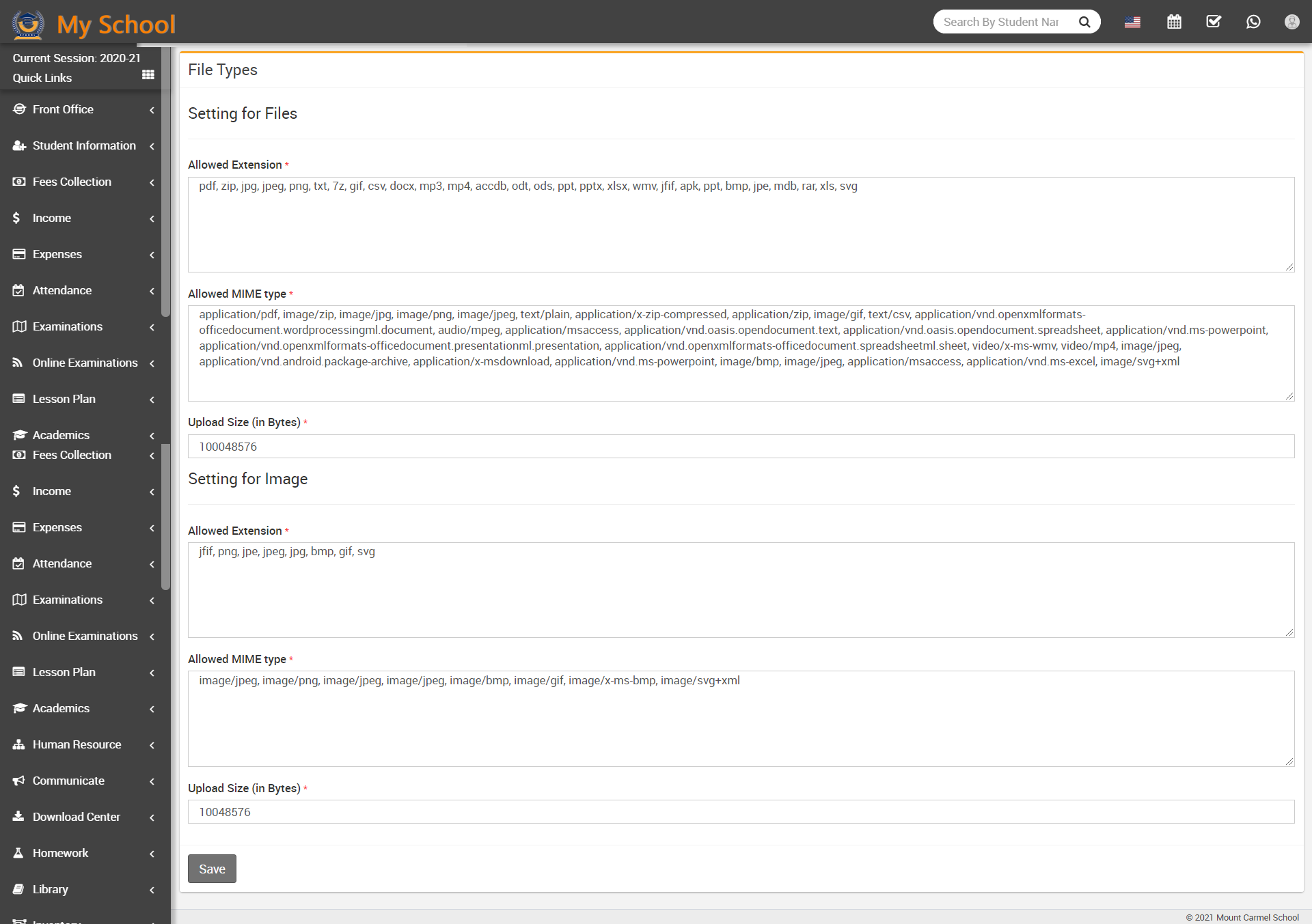 Allowed File Type Extension
